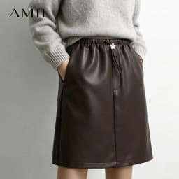 Amii Women's Faux Leather A-Line Mini Skirt Straight Fit Slimming Casual Commuter Minimalist Winter 2026 Mini Skirts 12624007