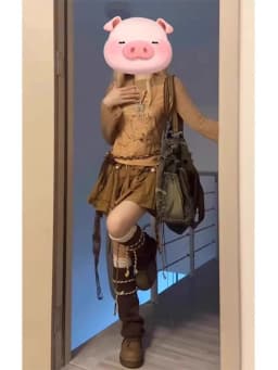 Brown Gauze Skirt Women's Spring 2026 Western Cowboy Sash Skirt Retro Commute Style High Waist A-Line Casual Skirts