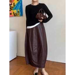 Autumn High End Women Genuine Leather Sheepskin Long Bud Skirt Wrapped Jupe Mujer Mid Length Korean Style