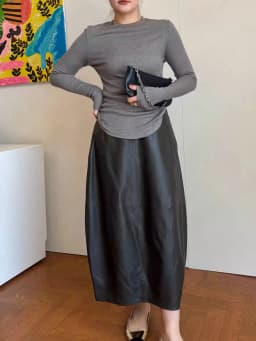 Autumn High End Women Genuine Leather Sheepskin Long Bud Skirt Wrapped Jupe Mujer Mid Length Korean Style