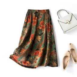 2026 Women's Casual Autumn New Style 100% Natural Mulberry Silk Gambiered Guangdong Gauze High Waist Printed A-line Skirt