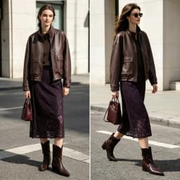 Amii 2026 Autumn New Skirt for Women Fashion Velvet Splice Paisley Lace Midi Skirt Split Straight Casual Woman Clothing 12643057