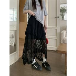 New Japanese Casual High Waisted Women's Lace Skirt Summer Korean Retro College Style Y2K Sweet Irregular A-line Skirt for Women