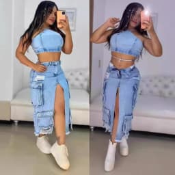 Mid Length Skirts Women Denim Skirt Hole Pockets A Line Slit Slim Y2k Streetwear Elegant Splice Y2k High Waist Summer 2025