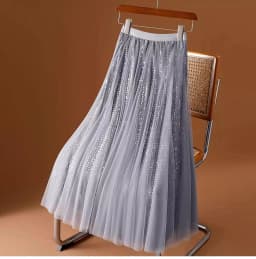 iny Sequin f Skirt A-Line Midi Skirt Concealing Belly Large Swing Skirt 2024 New Sle Drapey Polyester Fiber Skirt
