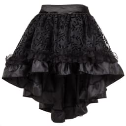 Women Steampunk Irregular Ruffle Pirate Skirt Gothic Autumn Winter Lace Trim Pleated Dancing Skirt Medieval Showgirl Party Dress