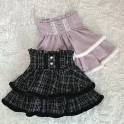 Japanese Harajuku Kawaii Tweed Mini Skirt Plaid Furry Edge Double Layer Ruffle Heart Buttons Y2K High Waist Slim Outfit Women