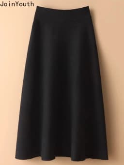 Vintage Skirts for Women High Waist A-line Jupe 2025 Faldas Mujer De Moda Thicked Korean Loose Saia Knitted Pleated Long Skirt