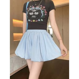 Puffy Flower Bud Short Skirt for Women Summer 2026 New High Waist Sporty Skirt Casual Style Embroidered Half Body Skirt