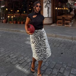 Women's High Waist Zebra Printed Skirt Midi Straight Slim Skirt Hip Package Panelled All‑match Outfit 2026 Autumn Trendy Skirts