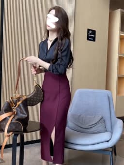 Elegant High Waist Side Slit Slimming Midi Skirt Women's Early Spring New Style One Step Bodycon Skirt Slimming Long Skirt