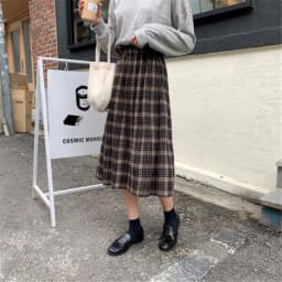 Vintage Wool Pleated Plaid Skirt Women High Waist Plus Size Long Skirt 2022 Autumn Winter Harajuku Female Party Skirt Streetwear