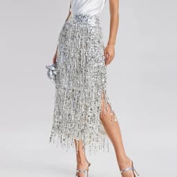 Spring Autumn Holiday Casual Maxi Skirts, Women Simple High Waist Fashion Skirts, 2026 Patchwork Tassel Elegant Ladies Skirts
