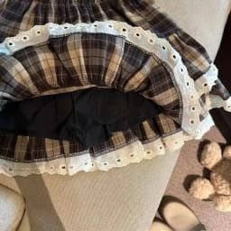 Sweet Cool Kawaii Y2K Puff Mini Skirt Women's Plaid High-Waist Lace Patchwork Bow Casual Dating Skirt Lolita School Performance