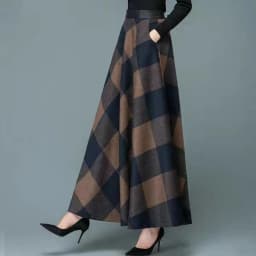 Spring Summer Plaid A-Line Midi Skirt Women's Retro plus Size Half-length Skirts Vintage Flared Skirts Fashionable Versatile