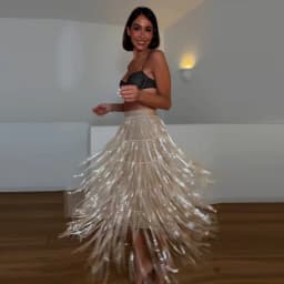 Fashion Beaded Tassels Long Skirt Women Loose High Waist A-line Female Skirts 2026 Autumn Winter Lady Y2k Party Clothes