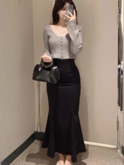 Kuzuwata Mermaid Celebrity Elegant Temperament Skirt Bodycon Slim Classic High Waist Faldas Japan French Mid-length Mujer Falda