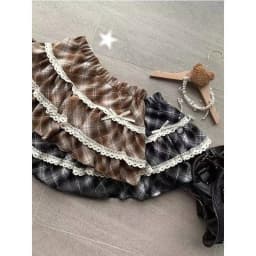 Autumn Woman Vintage Plaid Cake Shirt Spicy Girls Harajuku Sweet Y2k Mini Skirt Japanese Style Fashion Lace Skirt Chic