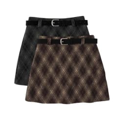 Vintage Argyle Plaid Skirt for Women 2026 Autumn Winter New High Waist Woolen Checkered Skirt Woman Korean Chic Bodycon Skirts