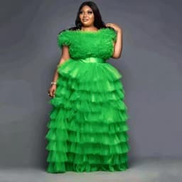 Yellow 2 Pieces Prom Dresses Top Skirt Full Lush Layered Custom Made A Line Floor Length Maxi Dress For Party Women