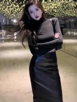 Vintage Pu Leather Slit Skirts Women High Waist Streetwear Slim Midi Skirts Y2K Korean Elegance Party Night Ladies Black Skirts
