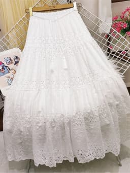 Spring Summer Lace Casual Skirt Women's High Waist Splicing Hooks Casual Solid Loose Holiday Party Skirts Women Clothes