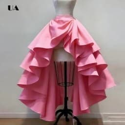 Women's Fashion Hi-lo Skirt, Elegant Satin Ruffled Skirt, High Waist A-Line Party Prom Skirt