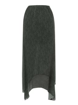 Women Floral Midi Skirts High Waist Mesh Wrapped Irregular Skirt Y2K Aesthetic Grunge Casual Sexy Streetwear