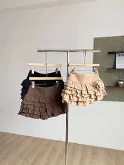 Korean Style High Waist Short Skirt with Lace Design Anti-Light Slimming Versatile Women's Cake Skirt Polyester Fiber