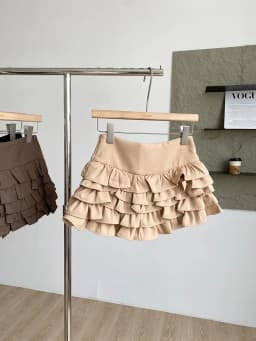 Korean Style High Waist Short Skirt with Lace Design Anti-Light Slimming Versatile Women's Cake Skirt Polyester Fiber