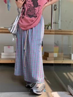 Aoaiiys Casual Skirts Women Plaid Vintage Long Skirt 2026 Fashion Korean High Waist Loose Skirt Summer New Female A-Line Skirts