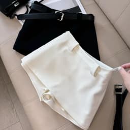 Black White Office Suit Skirts Women Sexy Shorts Mini Skirt Streetwear Ladies Korean Fashion All Match with Belt A Line Skirts