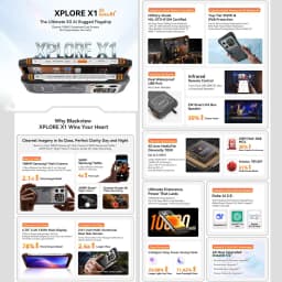 Blackview XPLORE X1 Rugged Smartphone 12GB+256GB 5G 108MP Camera 6.78'' Display 10000mAh Battery 55W Android 15 NFC Rugged Phone
