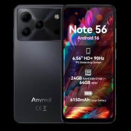 DOOGEE Anyreal Note 56 Smartphone, Android 16, 6.56" HD+ 90Hz IPS Waterdrop Screen, 6150mAh Large Battery, UNISOC SC9863A Octa Core, 24GB RAM(3GB+21GB Extended RAM)+64GB ROM, 8MP Rear+5MP Front Camera, Face Unlock, 3.5mm Headphone Jack Mobile Phone