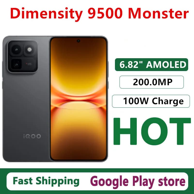 Original Vivo Iqoo 15T Mobile Phone Dimensity 9500 Monster 6.82" AMOLED 144HZ 200.0MP Camera 100W Charge 8000mAh IP69 Waterproof
