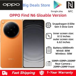 Oppo Find N6 Gloabl Version Foldable Mobile Phone 8.12' Screen 200.0MP Camera Snapdragon 8 Elite Gen 5 OTA 80W SuperCharger