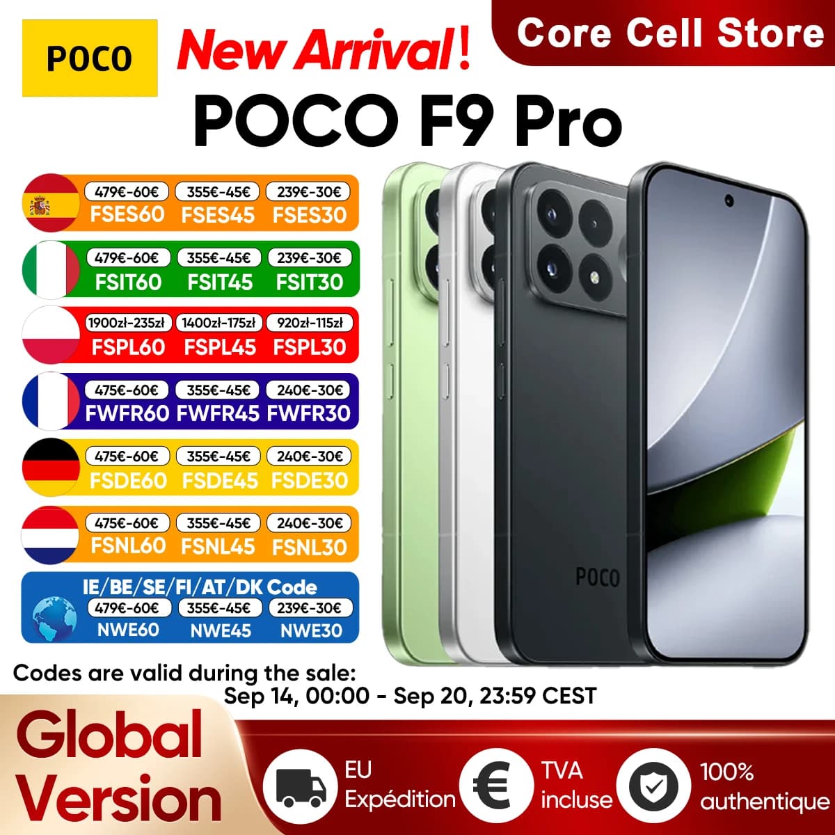 Global Version POCO F9 Pro 5G Smartphone Snapdragon® 8 Elite Gen 5 V Series 6.59' 185Hz Ultra-bright AMOLED Display 6330mAh (Typ) Battery 100W HyperCharge NFC IP68