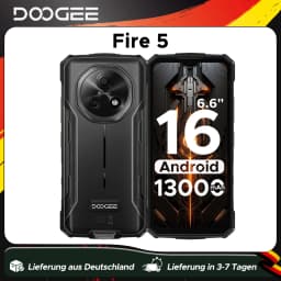 DOOGEE Fire 5 Rugged Phone 13000mAh Large Battery 6.6'' HD+ Display 12GB RAM (3GB+GB) 64GB ROM Android 15 NFC Smartphone