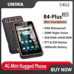 UNIWA R4 PLUS 4G Android Phone 4GB RAM+64GB ROM 4Inch NFC Smartphone Night Vision Camera 3000mAh Waterproof Mini Phone OTG PTT