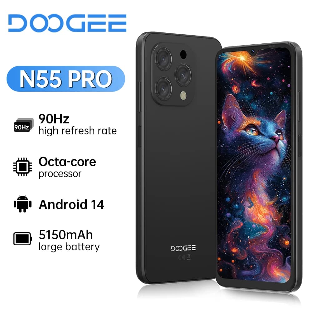 Global version DOOGEE N55 PRO Mobile Phone 6.56" 90Hz IPS Screen Telephone Portable 4GB+128GB 13MP 5150mAh Smartphone Android 14