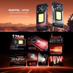 OUKITEL WP56 Rugged Phone 12GB+512GB 6.8“FHD 120Hz 16000mAh 45W 108MP Camera Android 15 Dimensity 7050 NFC 5G Smartphone