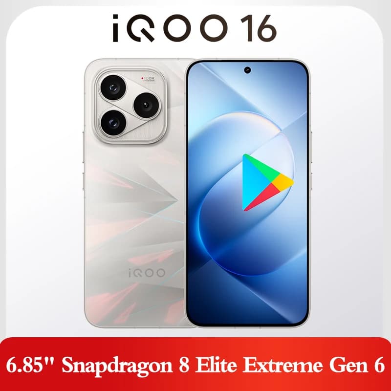 ViVO iQOO 16 Phone 5G Snapdragon 8 Elite Extreme Gen 6 6.85‘ AMOLED 165HZ 50MP 100W Charger 8400mAh OriginOS7 GooglePlay iQOO16