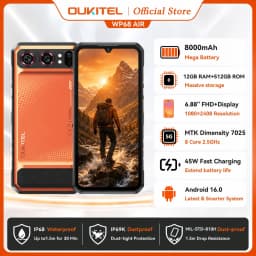 OUKITEL WP68 Air 5G Rugged Smartphone 36GB RAM 512GB ROM 8000mAh Battery 6.88" 120Hz Display Dimensity 7025 Android 16.0