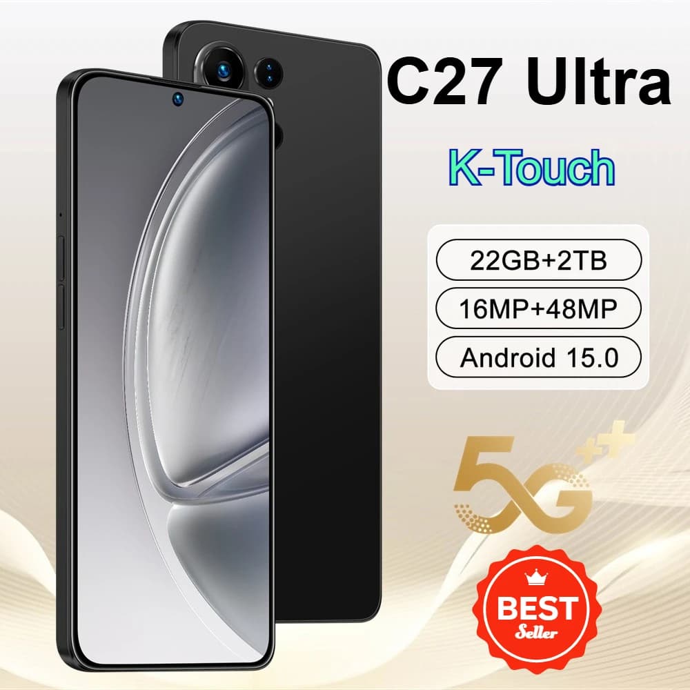 K-Touch Smartphone 5G C27 Ultra Mobile Phones Android Cell Phone 7.3inch HD 22G+2TB 48MP Smartphone 7800mAh Dual SIM WIFI Unlocked Global