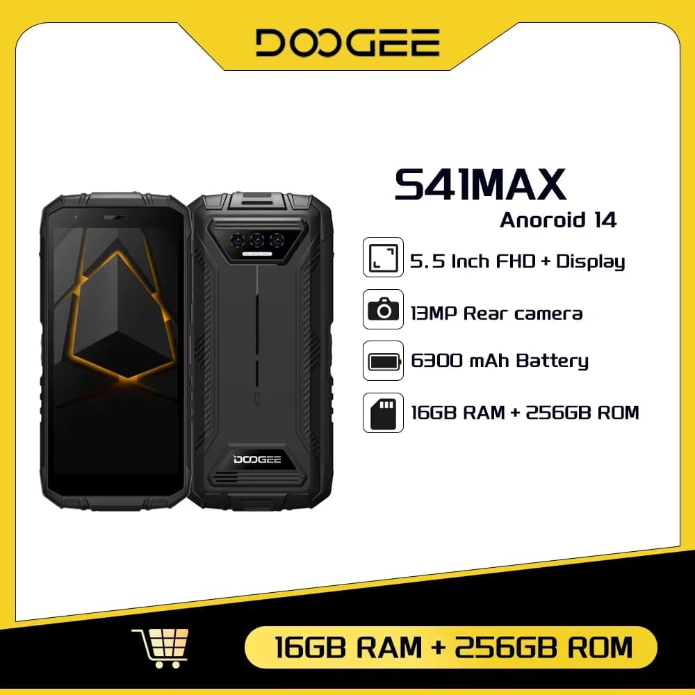 DOOGEE S41MAX-A14 4G Smartphone 5.50" FHD+ 6300 mAh Android 14 Mobile Phone 16GB+256GB