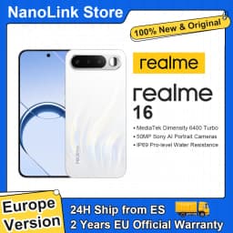 realme 16 5g Smartphone 50MP Camera 6550Mah Titan Battery MediaTek Dimensity 6400 Turbo Chip 6.57' 120Hz AMOLED Display 45W Fast Charge Ip69 2026 New Europe Version Mobile Phone