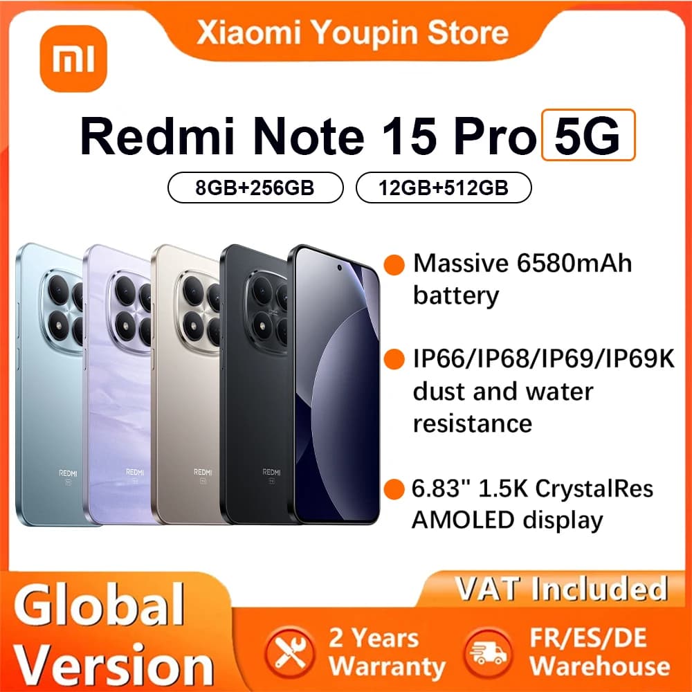 Global Version Xiaomi REDMI Note 15 Pro 5G Smartphone 5G 6.83' 6580mAh 45W Charging 200MP Main Camera IP66 IP68 IP69 IP69K