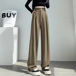 Hot Sale Lady Korean High Waist Suit Pants Female Comfortable Daily Straight Leg Trousers Women Classic Fashion Solid Pants