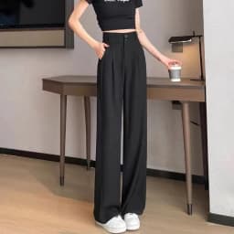 Hot Sale Lady Korean High Waist Suit Pants Female Comfortable Daily Straight Leg Trousers Women Classic Fashion Solid Pants