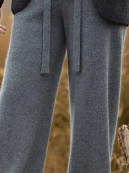High Waist Wool Knitted Wide Leg Pants Women's Outerwear Autumn Winter Thickened Floor-Length Straight Cut Casual Trousers